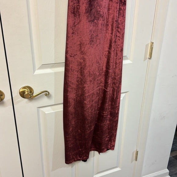 NWT Free People Karlie Double Dare Maxi Dress velvet wine burgundy low back 10 - Picture 5 of 14